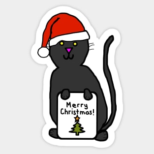 Cute Cat says Merry Christmas Sticker